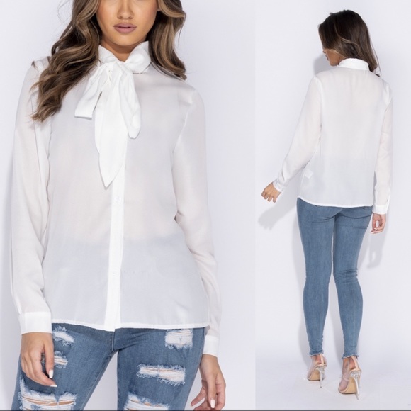 Just In! Claudia - Pussycat Bow Long Sleeve Top - Picture 6 of 7